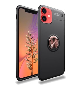 Apple iPhone 12 Mini Uyumlu Yüzüklü Power Silikon Kılıf (Rose - Gold)