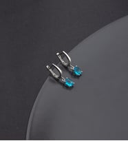 925 Ayar Gümüş Aquamarine Taşlı Sallantılı Küpe