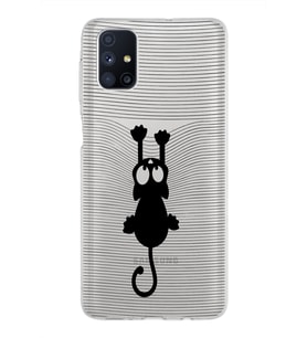 Samsung Galaxy M51 Kapak Mandala Kedi Tasarımlı Şeffaf Silikon Kılıf