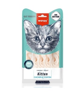 Wanpy Kitten Tavuklu & Morinalı Yavru Sıvı Kedi Ödül Maması 5x14 gr