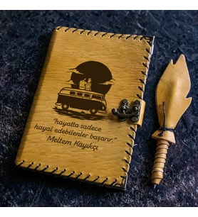 Hayal Edebilenler Başarır İsme Özel Deri Defter (Taba)