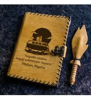 Hayal Edebilenler Başarır İsme Özel Deri Defter (Taba)