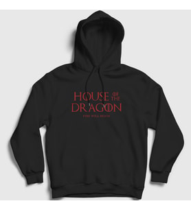 Presmono Unisex Kırmızı Fire Will Reign House Of The Dragon Kapüşonlu Sweatshirt 344469tt (Siyah)