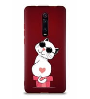 Xiaomi Mi 9T Pro Soft Premier Kapak Coolcat Tasarımlı Silikon Kılıf - Mürdüm (Şeffaf)