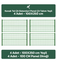 KONAK TEL ÇİT SİSTEMLERİ 4 ADET TAKIM PANEL ÇİT TELİ 100X250 CM (Yeşil)