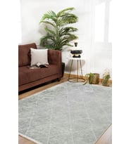 Gri Halı Geometrik Stil Yumuşak Dokulu Salon Halısı Dijital Baskı Kaymaz Tabanlı Model