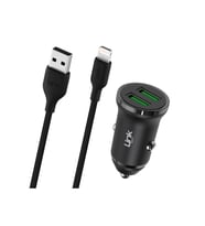 C482e 12w 2x Usb + Lightning Usb Kablo Araç Içi Şarj Aleti Set Siyah
