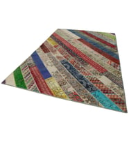 Kırmızı Halı Salon Halısı Klasik Etnik Tarz El Dokuma Dokulu Patchwork Yüzeyli Özel Model