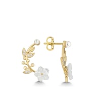 Gümüş Gold Sedef Çiçek Çivili Kadın Küpe CSR2184870