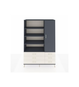 Hyperion Dolap 8 Raflı 6 Çekmeceli Tek Kapaklı  132x44x195 Antrasit-Antrasit/Aytaşı