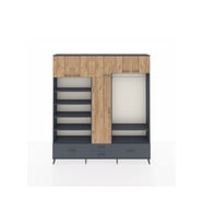 Arges Dolap 18 Raflı 4 Çekmeceli Tek Askılı 220x30x243 Antrasit-Çam/Antrasit