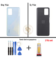 Infinix Note 8 Açık Mavi Uyumlu Arka Kapak + Yapıştırıcı ve Vida Seti Arka Cam Batarya Pil Kapağı