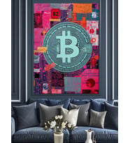 Bitcoin Sembolü Dijital Para Dekoratif Kanvas - Mdf Ahşap Tablo