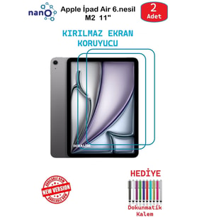 Apple İpadAir 6.nesilM2 11" İçin Nano Ekran Koruyucu 9h Esnek 2 ADET