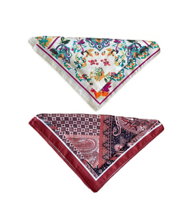 2 Li Saten Bandana Seti Saten Fular Saten Çanta Aksesuarı Özel Desen Bandana 45X50 Cm