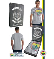Fenerbahçe Orijinal Lisanslı 6 Renk Logo Gri Tribün T-Shirt Kişiye Özel Hediyelik Ahşap Kutulu