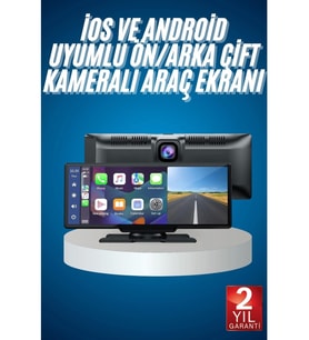 4K Hd Ultra Araç İçi Ön ve Arka Kameralı Ekran 2 Kameralı Torpido Üstü Araç Multimedya İos Android