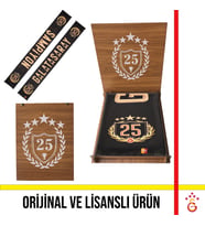 Galatasaray Lisanslı Özel 2025 Şampiyonluk Şal Atkı Şampiyonluk Özel Ahşap Kutulu (Siyah)