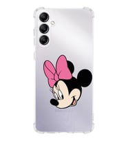 Samsung Galaxy A14 Uyumlu Köşe Korumalı Antişok Kapak Minnie Mouse Tasarımlı Şeffaf Silikon Kılıf
