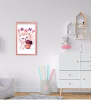 BK Home Sevimli Kedi Tasarımlı Dekoratif Pembe Ahşap Çerçeveli Çocuk Odası Tablo-6