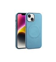 Apple iPhone 14 Plus Uyumlu Kılıf PU Deri M-safe Wireless Şarj Özellikli Zore Derix Kapak (Mavi)