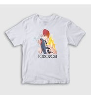 Presmono Unisex Çocuk Beyaz Shoto Anime Boku No Hero Academia T-Shirt 128798tt