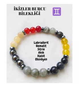 İkizler Burcu Doğaltaş Unisex Bileklik