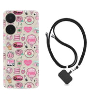 Realme C55 Kılıf Resimli Boyun Askılı İpli Desenli Silikon Donut Flamingo 1415