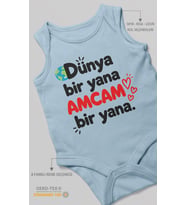 Dünya bir yana, amcam bir yana Sıfır Kollu Bebek Zıbını %100 Pamuk