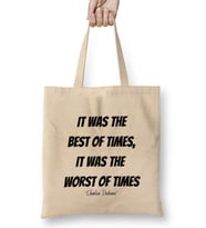 Charles Dickens Quotes Gift - Vintage Retro Rainbow Style Bez Çanta Uzun Saplı