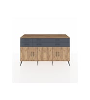 Kronos Konsol 3 Raflı 6 Çekmeceli 4 Kapaklı 176x59x99 Çam-Çam/Antrasit