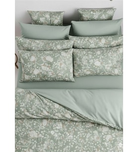 More Home  Tek Kişilik Lastikli Çarşaf  Nevresim Takımı  Yeşil Beyaz Floral