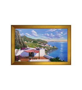 Manzara Temalı Kanvas Tablo 80 x 110 cm Gold Çerçeve