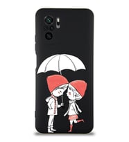 Xiaomi Redmi Note 10 Uyumlu Lansman Kılıf Aşk Tasarımlı İçi Kadife Kapak-Siyah (Şeffaf)