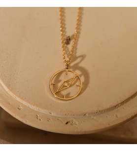 Kişiye Özel 925 Ayar Gümüş Şık Pusula Model Kolye (Gold)