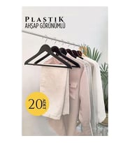 TransForMacion Ahşap Görünüm Plastik Askı 20 ADET SİYAH 720520