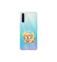 Oppo A91 ile Uyumlu Splash Köpek Tasarımlı Şeffaf Silikon Kılıf