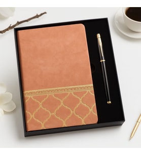 Kişiye Özel Premium Kahverengi Defter Kalem Tasarım Kutulu Hediye Seti