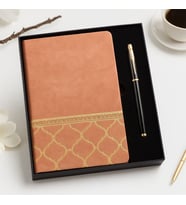 Kişiye Özel Premium Kahverengi Defter Kalem Tasarım Kutulu Hediye Seti
