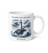 Deniz Feneri Kulesi Çizimli Fırtınalara Meydan Okuyan Sağlam Kupa Bardak Hediye