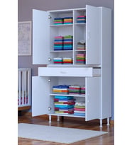 Eliusta Line Beyaz 90 cm Banyo Dolabı Çok Bölmeli Banyo Düzenleyici Dolap 4 Kapaklı 4 Raflı 90x173x32,5 cm
