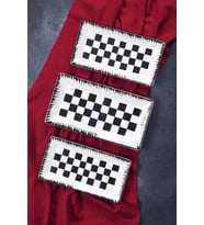3’lü Dama Desen Handmade Seramik Kahvaltı Salata Sunum Çerezlik Seti Kayık Tabak Seti