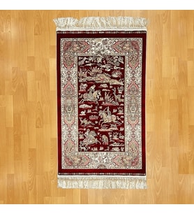 Mevlana Bazaar Şehname Motifli 80 X 120 CM İpek Halı Bordo