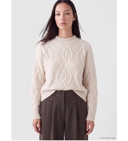LCW EVERYDAY Beyaz Baklava Desenli Oversize Kadın Triko Kazak