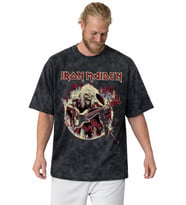 Tasarım Iron Maiden Rock Metal Müzik Grubu Baskılı Unisex Oversize Vintage Yıkamalı Tişört