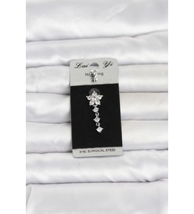 316L Cerrahi Çelik Sallantılı Çiçek Model Göbek Piercing