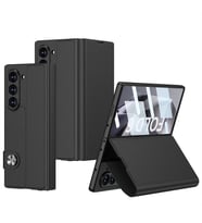 Galaxy Z Fold 6 Kılıf Suni Deri Tasarımlı Magnetik Tokalı ve Kartlıklı Zore Kıpta Zegna Kapak