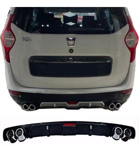 Dacia Lodgy Siyah Difüzör 4 Krom Egzoz Görünümlü Difizör Arka Ek Body Kit
