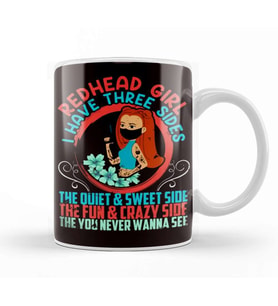 Three Sides Of Redhead Girl Ginger Red Orange Hair Haired Kupa Bardak Porselen