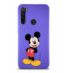 Xiaomi Redmi Note 8 Soft Premier Kapak Mickey Mouse-B Tasarımlı Silikon Kılıf - Mor (Şeffaf)